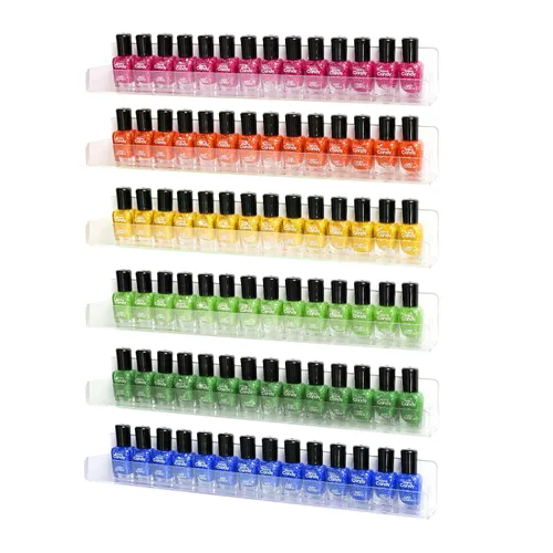 Organizador de esmalte de uñas montado en la pared, paquete de 6 estantes de pared transparentes para esmalte de uñas, soporte de acrílico para