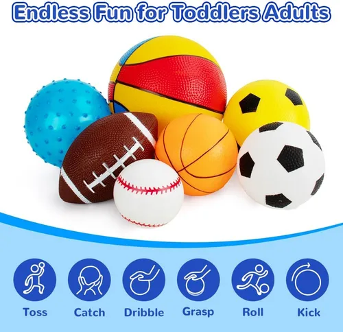 Miniatura 2 de Pelotas para niños pequeños de 1-3 años, juguetes deportivos para niños pequeños, juego de 7 pelotas deportivas de espuma suave para niños - pelota
