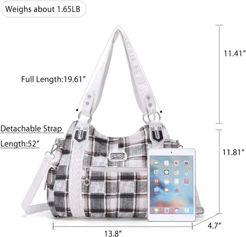 Miniatura 9 de Angel Barcelo - Bolsa de hombro amplia para mujer, diseño Hobo, cuero lavado