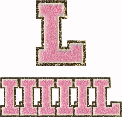 Miniatura 58 de 4 PCS Parches de Letras de Felpilla Negra, Letras Bordadas por Transferencia de Calor, Parches con Purpurina, Parches de Letras Universitarias