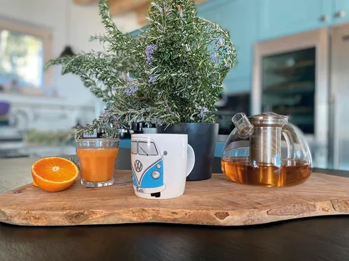 Miniatura 6 de BRISA VW Collection - Taza grande de cerámica para café, té y capuchino, diseño de autobús T1 (12.5 fl oz/12.5 fl oz/frente de autobús) (azul)