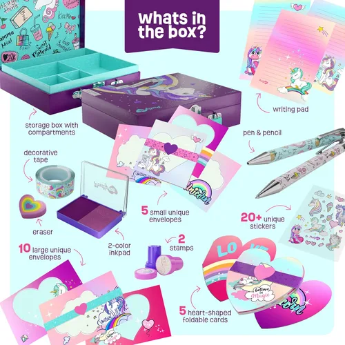 Miniatura 2 de Pretty Me Juego de Papelería de Unicornio para Niños - Regalos de Cumpleaños para Niñas de 6, 7, 8, 9, 10 a 12 Años - Kit de Arte para Escribir