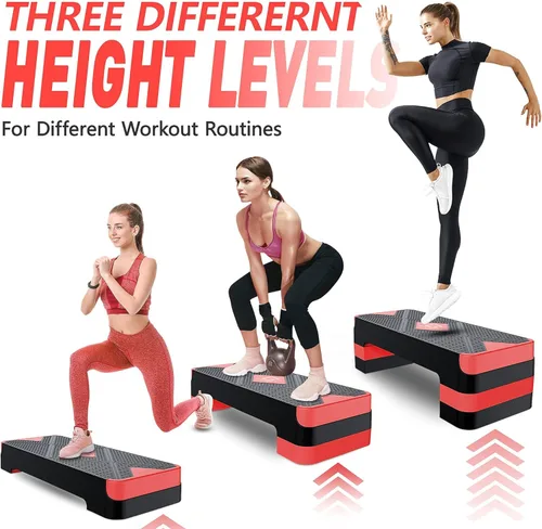 Miniatura 4 de GYMMAGE Escalón de ejercicio aeróbico, escalón aeróbico ajustable para ejercicio, plataforma de entrenamiento para escalonar, plataforma de pasos