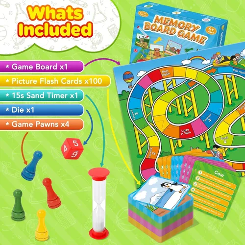 Miniatura 6 de Juegos de mesa de memoria para niños, juegos de mesa educativos de aprendizaje, juego de memoria para niños y niñas a partir de 6 años, divertido