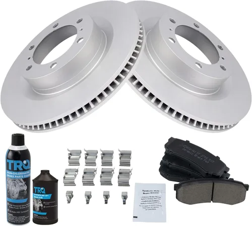 Miniatura 3 de TRQ Kit de pastillas de freno trasero y rotor, kit químico de freno, pastillas de freno, rotor de freno cerámico premium con revestimiento G