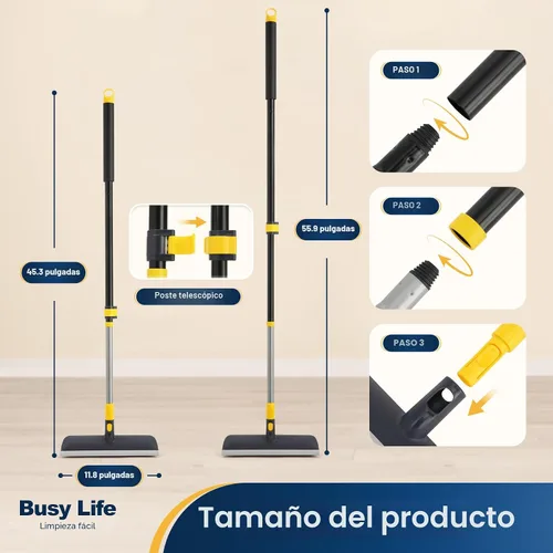 Miniatura 4 de Yocada Cepillo de Fregar Suelos Mango Telescópico 2 en 1 Cepillo Raspador Cerdas Rígidas Fregador de Ducha para Limpiar Patio Baño Garaje Cocina