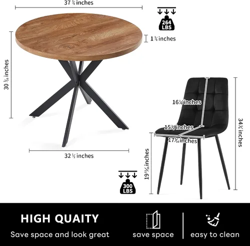 Miniatura 2 de Homedot Juego de mesa de comedor para 2, mesa de cocina de 3 piezas, juego de sillas de comedor redondas y negras para espacios pequeños, juego