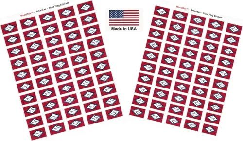 Miniatura 53 de 100 calcomanías de la bandera de Alaska; 1.5" x 1" hechas en Estados Unidos, calcomanías autoadhesivas de la bandera del estado para álbumes