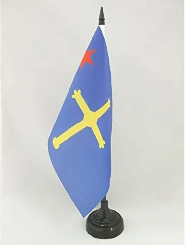 Miniatura 19 de Bandera de mesa de Andalucía 4'' x 6'' - Bandera de escritorio de la región española de Andalucía 5.9 x 3.9 in - Barra y base de plástico negro - AZ