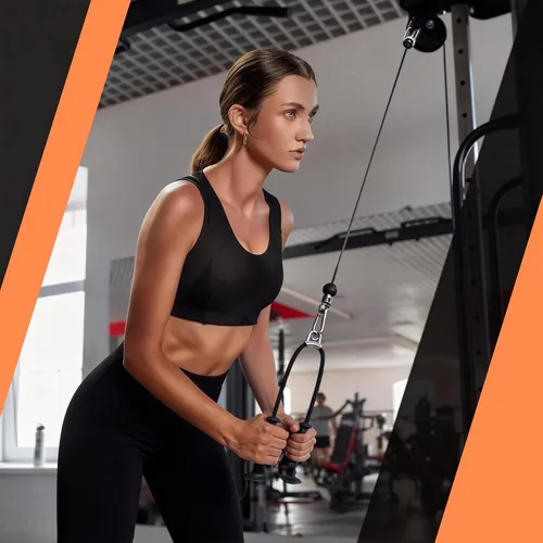 Miniatura 5 de Cuerda de tríceps con asas ergonómicas, cuerda de tríceps para sistema de poleas de máquina de cable, accesorios de gimnasio en casa Rojo