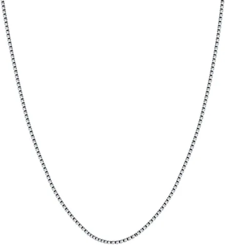 Miniatura 2 de BORUO Collar de cadena de plata de ley 925 Cadena de caja chapada en oro de 14 quilates Collar italiano sólido sin níquel de 0.039 in y 0.059 in