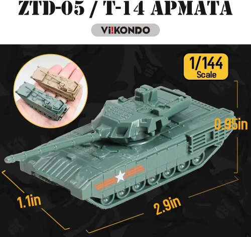 Miniatura 3 de ViiKONDO Kit de modelo de tanque de juguete a escala 1/144 Vehículo militar ruso T-14 Armata vs China ZTD-05 Asamblea del ejército Juego de guerra