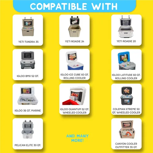 Miniatura 3 de Red para hielera para almacenamiento en seco y organización – Compatible con YETI, RTIC, Ninja, Igloo, Coleman, Lifetime, Pelican Ice Chests – Medio