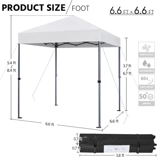Miniatura 3 de Yaheetech Toldo desplegable de 6.6 x 6.6 pulgadas, tienda de campaña instantánea portátil para exteriores, kiosco comercial con bolsa de transporte