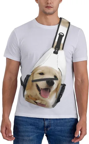 Miniatura 7 de PHIDOL Flower Gerbera - Mochila bandolera para hombre, bolsa de viaje para senderismo, bolsa de hombro cruzada., cachorros de golden retriever