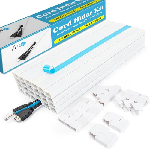 Miniatura 8 de Art3d Ocultador de cables, cubierta de cables de 120 pulgadas, ocultador de cables grande, cubiertas de cables para 4 cables, canaleta para cables