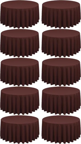 Miniatura 86 de Paquete de 10 manteles de poliéster de 60 x 102 pulgadas, manteles de poliéster beige para mesas rectangulares de 6 pies, resistentes a las manchas