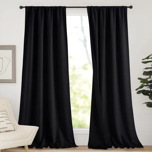 Miniatura 115 de NICETOWN Cortinas blancas 100% opacas, 2 capas gruesas completamente opacas con bolsillo para barra, cortinas aislantes térmicas para Blanco puro