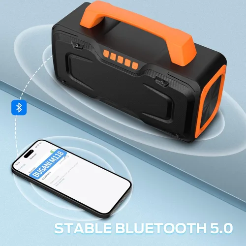 Miniatura 8 de BUGANI M118 - Bocina Bluetooth transportable, 50 W de gran potencia, carga rápida, entrada de micrófono, altavoz Bluetooth para exteriores, fiestas