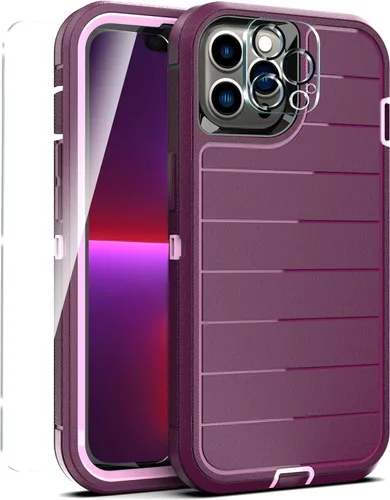 Miniatura 29 de YmhxcY Funda para iPhone 12/iPhone 12 Pro [2 Protectores de Pantalla de Vidrio Templado] Cubierta Duradera de 3 Capas A Prueba de Caídas/Funda