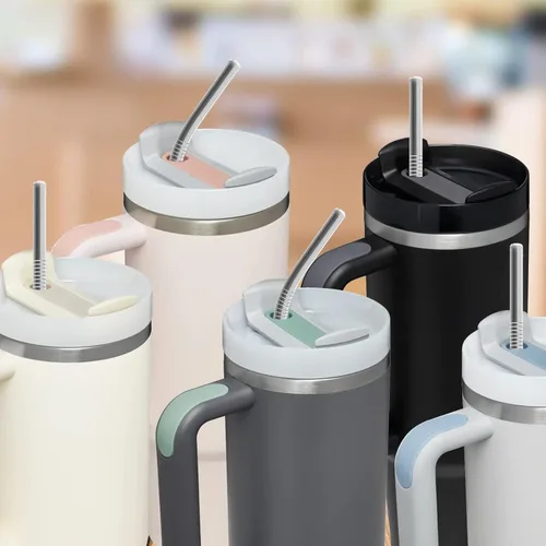 Miniatura 6 de Pajitas de acero inoxidable de repuesto para el vaso de viaje Stanley Adventure (6 pajitas para 30 onzas)