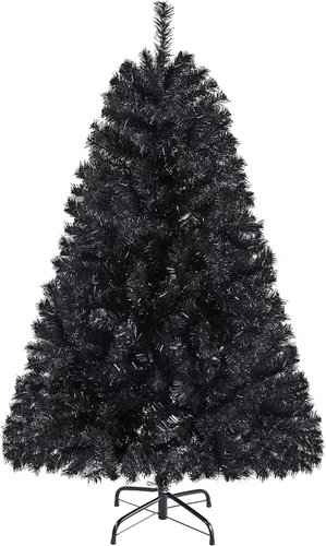Topeakmart Árbol de Navidad artificial negro de 4.5 pies con soporte plegable, árbol de Navidad para decoración navideña, color negro