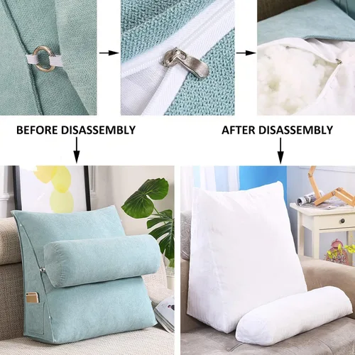 Miniatura 4 de Almohada triangular de cuña para cama, cojín de apoyo para respaldo de cabecero, almohada de lectura para espalda, cuello y pierna, almohada de Rosa