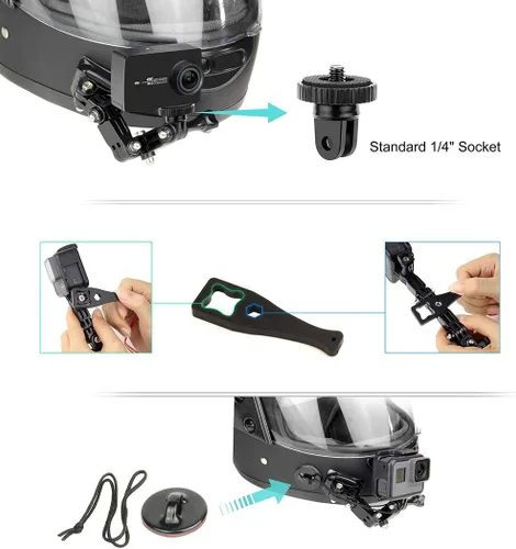 Miniatura 9 de SOONSUN Kits de montaje de barbilla para casco de motocicleta para GoPro Hero 13 12 11 10 9 8 7 6 5 4 Hero Session, AKASO, SJCAM, cámara de acción