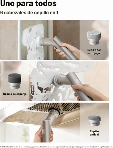 Miniatura 3 de HOTO Cepillo giratorio eléctrico de mano de mango corto, IPX7, resistente al agua, cepillo de limpieza de baño, máximo 22 pulgadas-lb, con 9