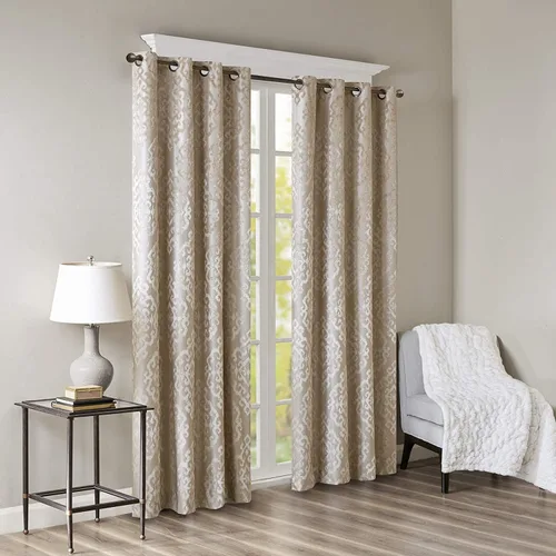 Miniatura 10 de Sun Smart Mirage - Cortina opaca para ventana (100 % de eliminación de luz), tela tejida de estilo jacquard, patrón damasco, con ojales, 50 x 84