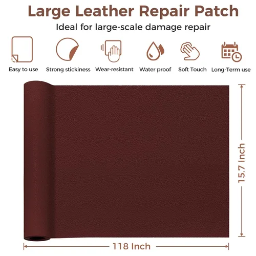 Miniatura 3 de Cinta de reparación de cuero para muebles, parche de reparación de cuero autoadhesivo grande de 15.7 x 118 pulgadas con fuerte adherencia, kit