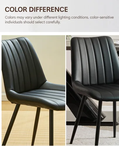 Miniatura 9 de CLIPOP Juego de 2 sillas de comedor, sillas de comedor de piel sintética con asiento tapizado, cojín cómodo con respaldo alto, patas de metal, silla