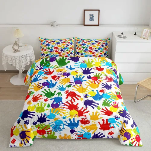 Miniatura 33 de Feelyou Juego de Edredón de Mariposas Coloridas Twin Patrón Impreso de Acuarela Arcoíris Ropa de Cama Acolchada para Dormitorio de Niñas Tie Dye