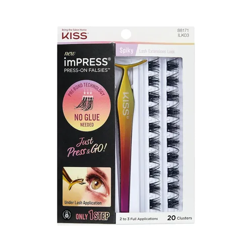 Miniatura 11 de KISS imPRESS Falsies Pestañas Autoadhesivas, Pestañas de Aplicación, Pestañas de Volumen Glamorosas de 0.47 a 0.55 pulgadas, Negro, No Necesita