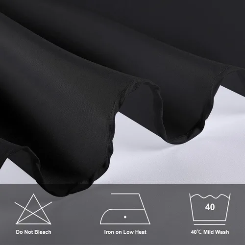 Miniatura 6 de Mantel de poliéster lavable de 90 pulgadas, resistente a las manchas y a las arrugas, mantel decorativo para mesa de comedor, fiestas de bufé y Negro