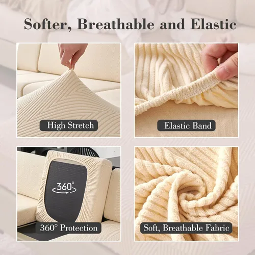 Miniatura 4 de Fundas de cojín para sofá seccional, fundas de asiento elásticas resistentes al desgaste para sofá, fundas protectoras lavables y elásticas