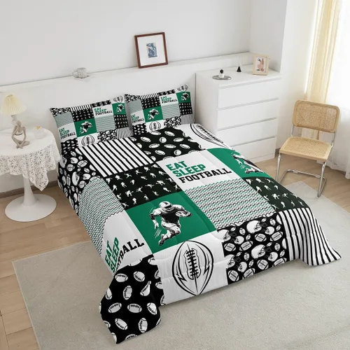 Miniatura 3 de Erosebridal Ropa de cama de fútbol - Juego de edredón de tamaño completo, Fútbol 02