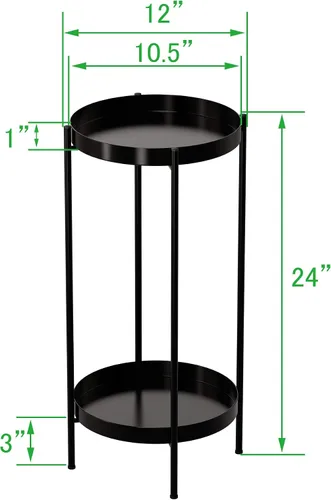 Miniatura 3 de OVICAR Soporte para plantas para interiores y exteriores, organizador de macetas de metal, 2 niveles de alto, estante de almacenamiento para el Negro