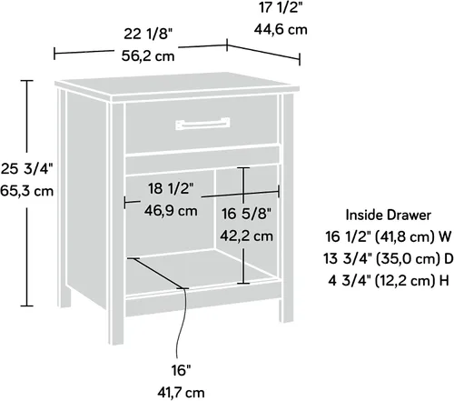 Miniatura 3 de Sauder Cannery Bridge - Mesita de noche, mesa auxiliar para dormitorio, en roble dintel