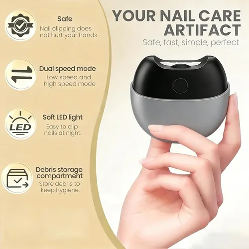 Miniatura 4 de Cortadora de uñas automática 2026 con almacenamiento de luz y restos de uñas, cortaúñas eléctrico automático 3 en 1, lima de uñas eléctrica