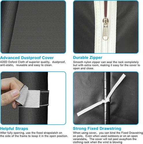 Miniatura 8 de Ulif E13C Sistema Organizador de Armario de Servicio Pesado, Estantes de Ropa Independientes para Colgar Ropa, Perchero Ajustable de 63" An x 16" Pr