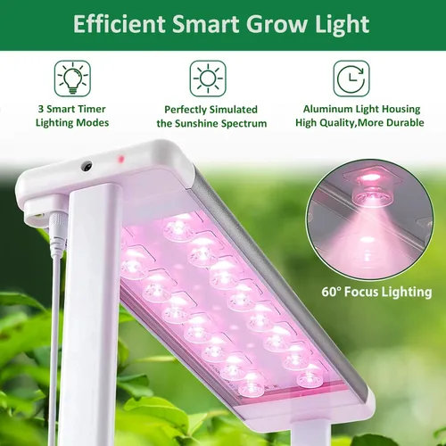 Miniatura 2 de E SUPEREGROW Kit de sistema de cultivo hidropónico con enrejado, sistema de jardinería hidropónico alto inteligente con luz LED de crecimiento, kit