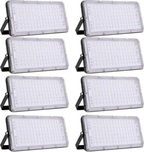 Miniatura 22 de papasbox Luz de inundación LED de 100 W para exteriores, luces de seguridad para exteriores de 8000 lúmenes, luces LED blancas cálidas de 3000 K