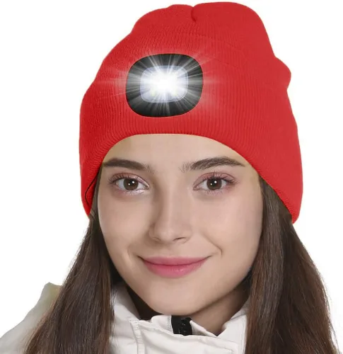 Miniatura 28 de Tutuko Gorro unisex con luz, gorro LED recargable por USB, sombrero LED con linterna, regalos para hombres, mujeres, papá