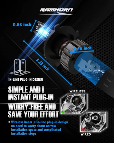 Miniatura 5 de RAMHORN Bombillas H4, 300% de brillo, tamaño 1:1, Plug-N-Play, paquete de 2