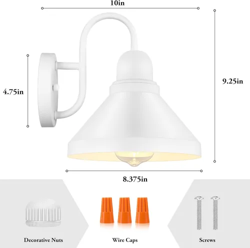 Miniatura 2 de Linternas de pared exterior de cuello de cisne Brightever, paquete de 2 accesorios de luz exterior, apliques de pared antióxido para granero al aire