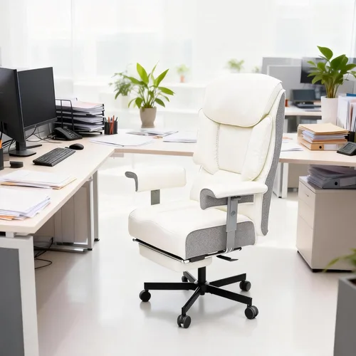 Miniatura 3 de Silla de oficina grande y alta con reposapiés, capacidad de 500 libras, respaldo alto, silla de oficina ejecutiva, silla de oficina ejecutiva Blanco