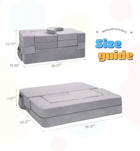 Miniatura 2 de Elftopia Sofá Modular para Niños, Sofá para Niños Pequeños, Sillón de Espuma para Niños, Conjunto de Juego de Sofá de Felpa Convertible para Niños