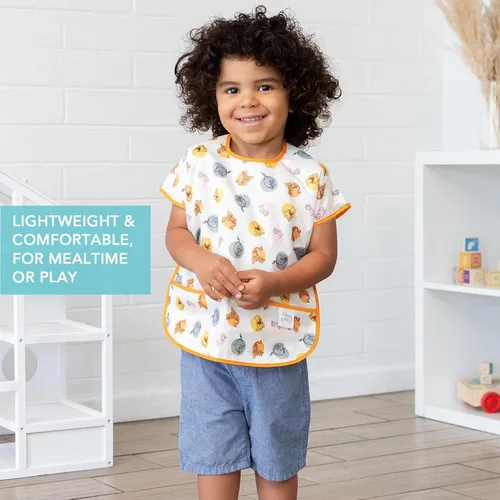Miniatura 4 de Bumkins Disney - Babero de manga corta para niña o niño, niño pequeño y niños de 1 a 3 años, tamaño grande, imprescindible para niños pequeños