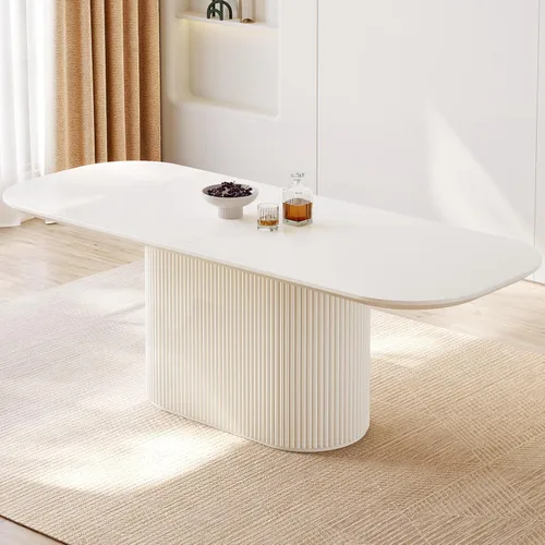Miniatura 41 de Mesa de comedor ovalada de 63 pulgadas para 2-6 personas, mesa de cocina negra moderna, mesa de comedor rectangular de lujo, mesa de comedor